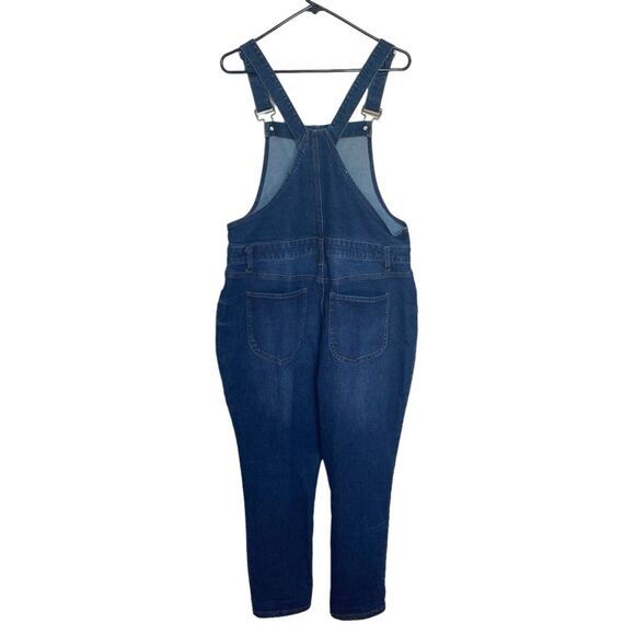No Boundaries Distressed Denim Button Front Bib Overalls Blue Sz XXL - Picture 6 of 14